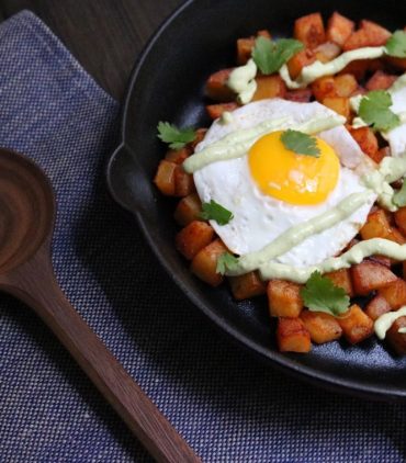 Skillet Paprika Potatoes, Eggs & Avocado Crema