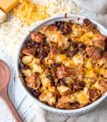 Sausage and 3-Cheese Bread Pudding