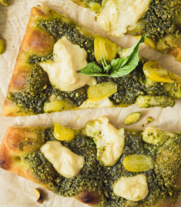 Vegan Pistachio Pesto & Mozzarella Pizza